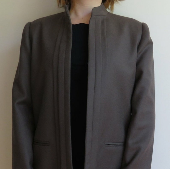 Pewter Coloured Wool Open 70's Blazer Jacket - Picture 2 of 4